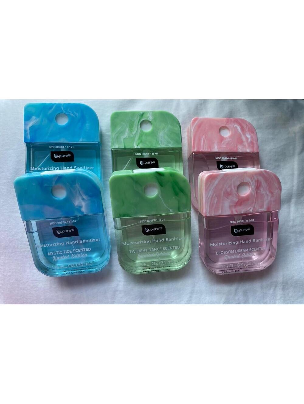 b.pure  Tie-Dye Hand Sanitizers - Blue, Pink and Green lot of 6 (2 of ea color)